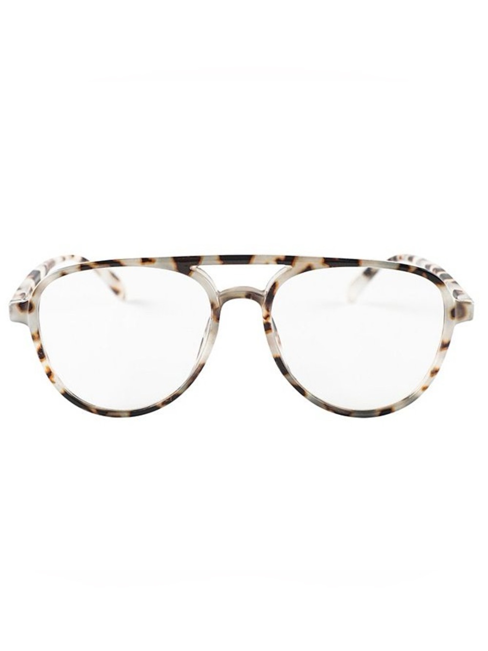 Stylish Tortoise-Frame Aviator Reading Glasses  +2.0 Clear Lenses